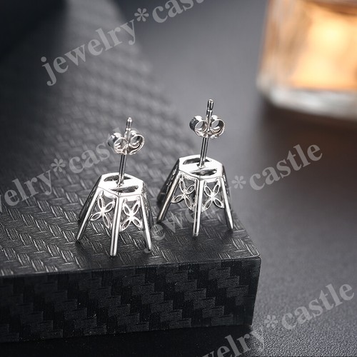 Semi Mount Earring Setting Round 10mm To 11mm Sterling Silver 925 Non-plated - Picture 4 of 7