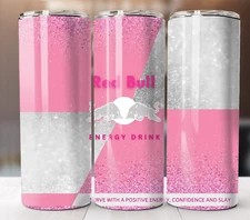 Red Bull Pink Energy Drink 20oz Travel Mug Stainless Steel Cup Straw w/Lid