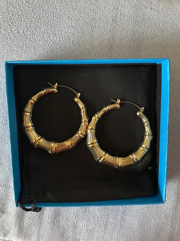 Gold Plated Over 925 Design Style Hoop Earrings - Brand New