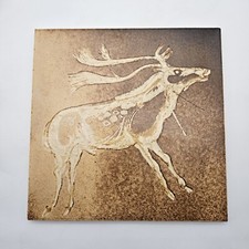 Vintage anni 60? POZZI GINORI Made in Italy PIASTRELLA "Arte Preistorica" Tema W Cervo