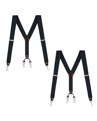 Buyless Fashion 2 pack Suspender Men 48'' Adjustable Straps 1 1/4'' Y Metal Hooks