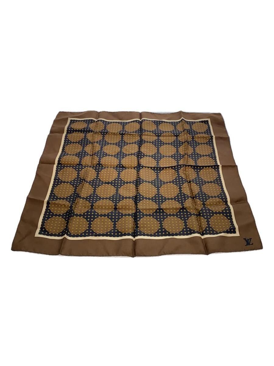 Louis Vuitton Brown Silk Scarf Full Pattern Mens Preowned-image