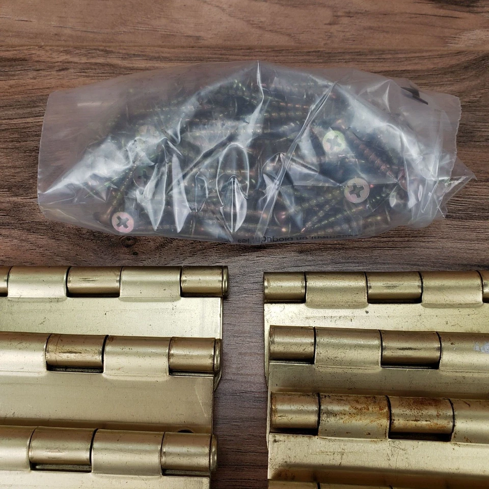 Stanley Steel Door Hinges (22) 3.5 x 3.5, Brass Finish And Screw's Salvaged - Image 4 of 4