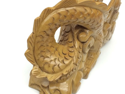Vintage Asian Chinese Wood Hand Carved Fierce Dragon Animal Statue Figurine - Picture 5 of 8