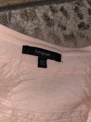 Marks and Spencer girls PEACH FEATHER BOLERO AGE 9-10 EXCELLENT! wedding etc - Picture 2 of 4