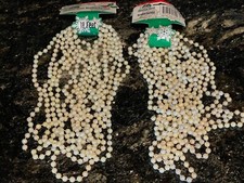 Ivory Opalescent Plastic Beaded Christmas Tree Garland 18 Feet - Set of 2
