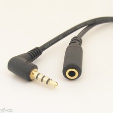 10pcs Gold Right Angle 3.5mm 4 Pole Male to 4 Pole Female Audio Adapter Cable