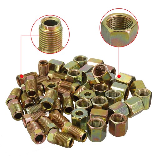 US 50PCS Brake Pipe Fittings Female Male Metric Nuts 3/16' Brake Line Tube - Picture 2 of 10