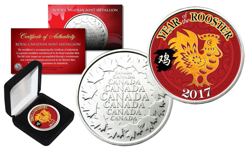2017 Chinese New YEAR OF THE ROOSTER Royal Canadian Mint Medallion Coin with Box