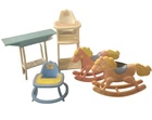 Barbie Vintage Baby Nursery Furniture Lot Bundle 2 Rocking Horses, High Chair 5p