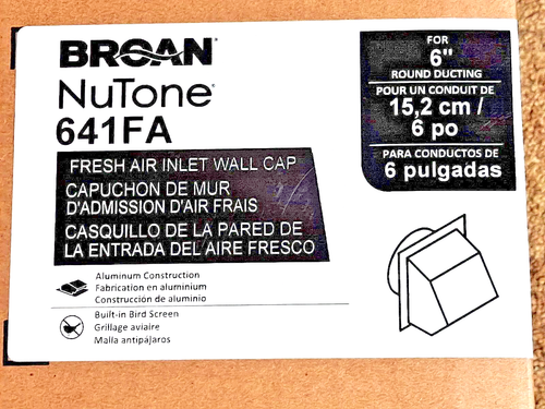 Broan NuTone 641FA Aluminum 6" Round Duct Wall Cap Without Damper FREE SHIPPING - Picture 2 of 8