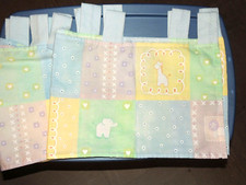 LAMBS IVY VALANCE PATCHWORK JUNGLE ANIMAL ZOO PASTEL COLORS TAB TOP SET OF 2