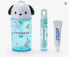 New Pochaccos Dog Toothpaste Toothbrush Dental Cup Blue JAPAN Dog Travel Set