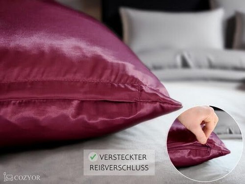 COZYOR Satin Bettwäsche-Set extra weich mit Kissen- und Deckenbezug, Seidenlook - Bild 52 von 53