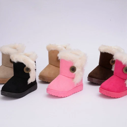 Kids Winter Warm Ankle Snow Boots Boys Girls Pull On Fur Lined Toddlers Shoes - Picture 5 of 20