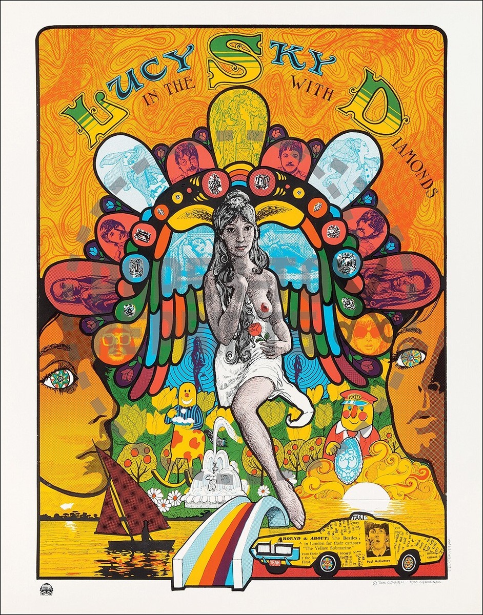 THE BEATLES - LUCY IN THE SKY WITH DIAMONDS LSD 60S POSTER REPRINT