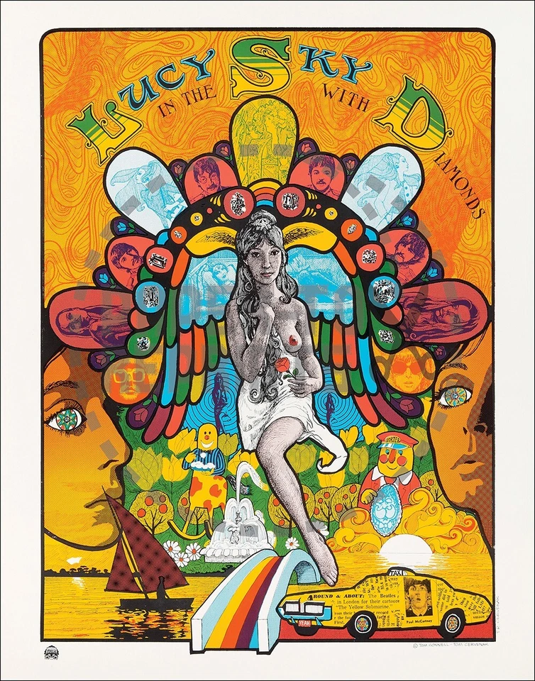 THE BEATLES - LUCY IN THE SKY WITH DIAMONDS LSD 60S POSTER REPRINT