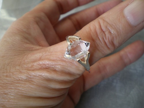 Herkimer Quartz ring, 2 carats, size R/S, in 2.5 grams of 925 Sterling Silver - Picture 6 of 13