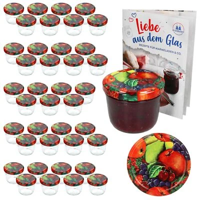 40 Sturzgläser 230ml Obst Dekor Deckel Marmeladenglas Einmachgläser Einweckglas  - Bild 1 von 4