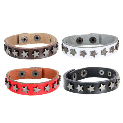 PU Leder Stern Snap Armband Manschette Armband Armreif Charm Damen Herren Schmuck