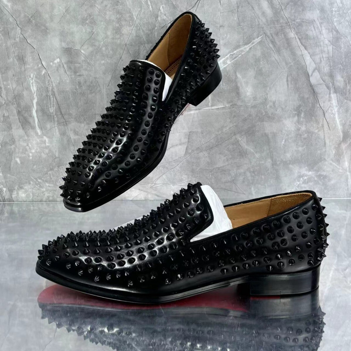 SAOLA Scarpe eleganti uomo inglesi slip on vera pelle rivetti nightclub sera festa nuove