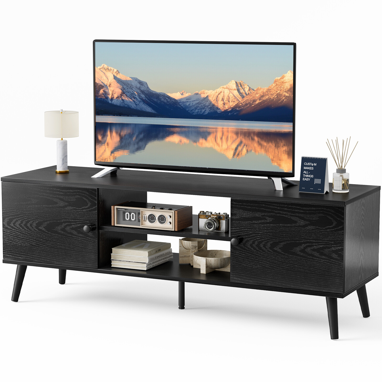 55 60 Inch Tv, Storage Entertainment Center Media Console Table
