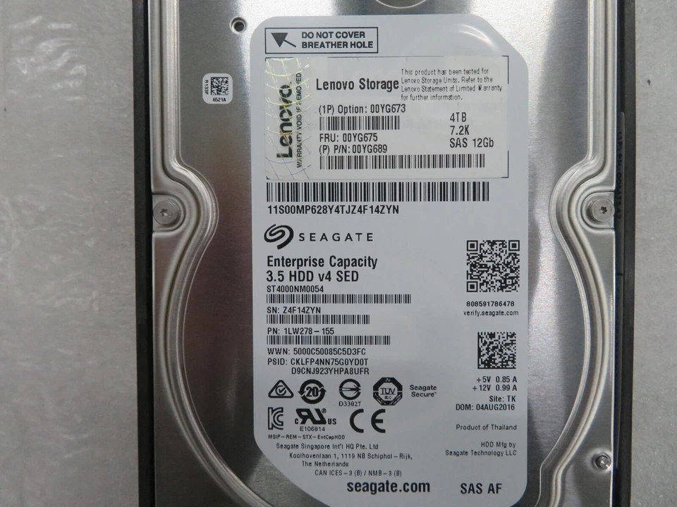 Lenovo 4TB 00YG689 00YG673 00YG675 Storage 7.2k 12gb/s 3.5'' HDD SAS Hard Drive - Image 2 of 4