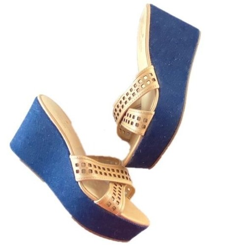 Kate Spade Platforms Wedge Denim & Natural Sandal Size 7.5 - Picture 5 of 7