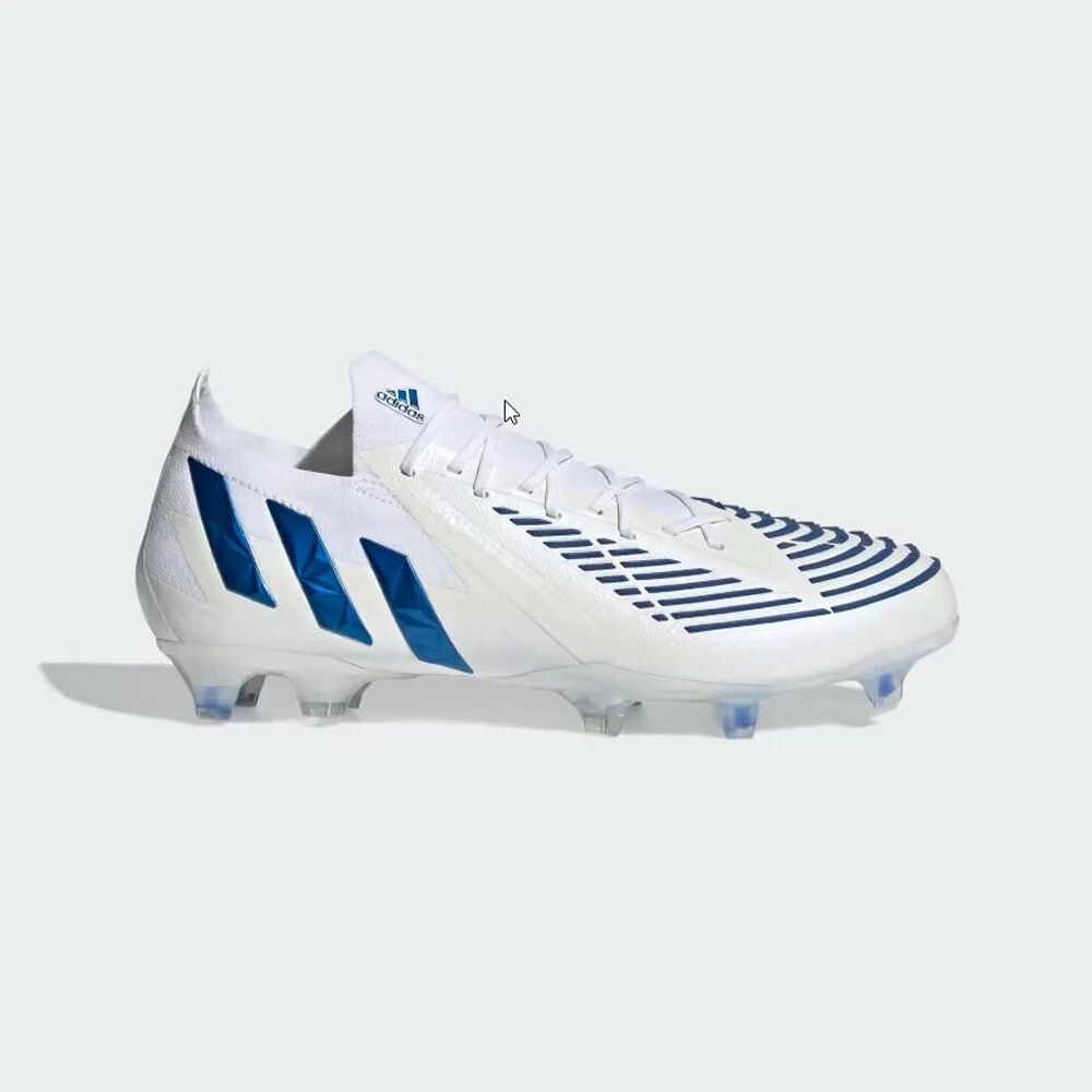 Scarpe da calcio Adidas unisex Predator Edge.1 basse FG bianco blu prezzo consigliato £ 180