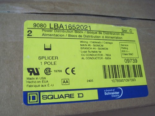 (Qty 2) Square D 9080 LBA1652021 Power Distribution Blocks, 600V, NEW - Picture 6 of 6