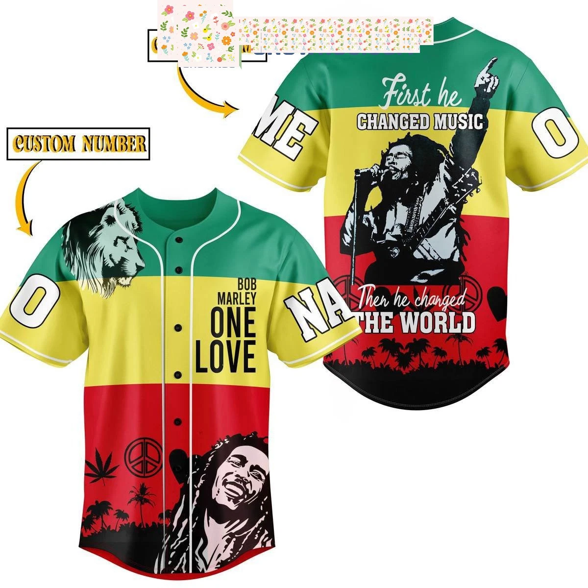 Bob Marley One Love Personalized Baseball Jersey
