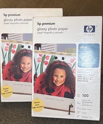 2 Packs HP 4x6'' Premium Photo Paper Glossy 100 Sheets Inkjet Printer Paper