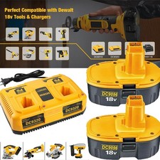 2Pack 18V 18 Volt for Dewalt Battery / Charger DC9096-2 DC9098 DC9099 DC9096