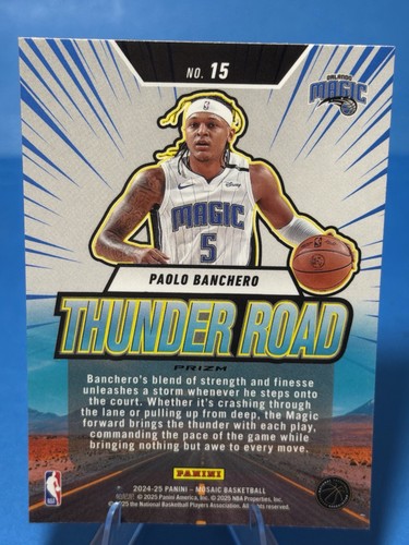 2024-25 Panini Mosaic #15 Paolo Banchero Silver Mosaic Thunder Road Magic - Picture 2 of 2