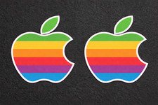 Apple Rainbow Stickers 1 Pair Mac Book IPhone 3.0" x 3.5" AAPL P277