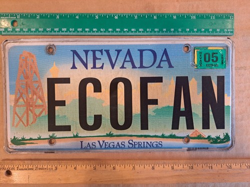 License Plate, Nevada, 2023, Specialty: LV Springs, Vanity: ECO FAN, Ecology Fan