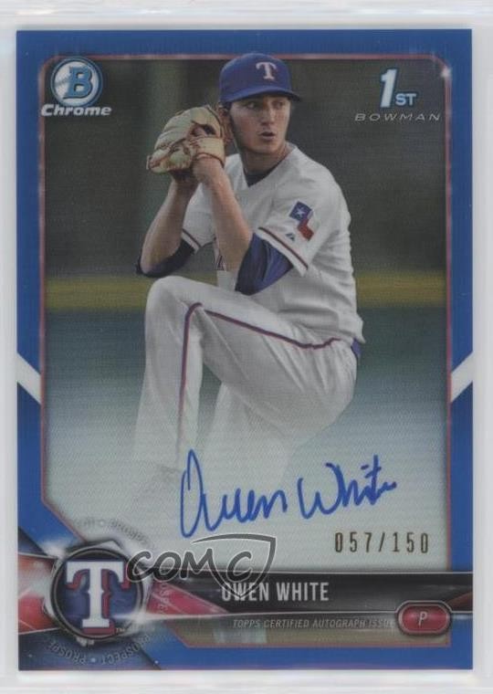 2018 Bowman Draft Chrome Pick Blue Refractor 57/150 Owen White #CDA-OW Auto 07d9