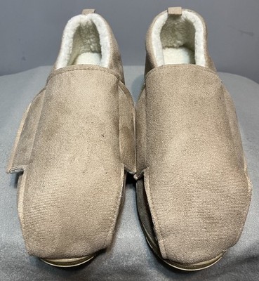 Men's or Womens XL Beige Adjustable Swollen Feet Loafer Slippers, Very Light Use