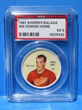 1961-62 Shirriff Hockey Coin #66, GORDIE HOWE, Detroit Red Wings, PSA 5