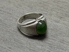 Vintage Sterling Silver Jade Color Green Glass Men's Ring 925 Sterling Sz11 11G