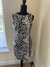 Talbots black and white Dalmatian print sleeveless Shift dress size 4 petite