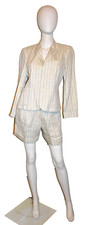 NWT RALPH LAUREN RUGBY 100 LINEN BLAZER SZ 10  SHORT SZ 4 IVORY STRIPED VTG