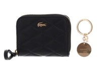 Lacoste Zip Coin Key Ring Box XS GeldböRse Noir Schwarz Neu