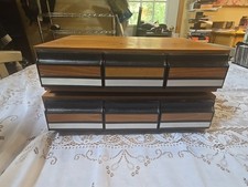 Lot Of 2: 6 Drawer 72 Tapes Vintage Cassette Tape FauxWood Storage Case Vintage