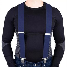 Heavy Duty Work Trouser Braces 50mm Highly Elasticated Unisex Suspender BLUE UK