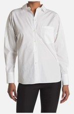 Valentino Women's White Solid Button Down Tie-Back Shirt Top Size 38