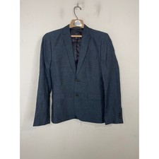 H M Slim Fit Men 38R Blue 100 Linen Blazer Sport Coat Two Button Jacket