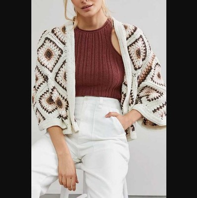 Anthropologie x Andersen & Lauth Amber crochet granny square cardigan sweater 2