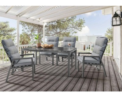 Sitzgruppe Destiny GARDA CREMONA 4 Hochlehner + Tisch 160x90x74cm Glaskeramik