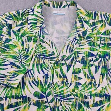 Columbia PFG Camp Fishing Shirt Mens Medium SS Green Multicolor Botanical Vented